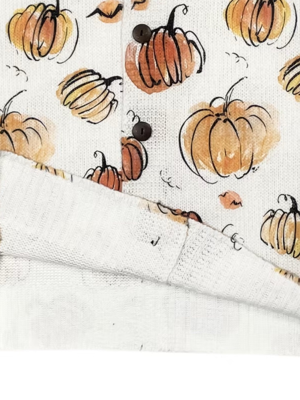 🎃 Pumpkin Print Button Cardigan Cozy Fall Cottagecore Sweater - Picture 4 of 12